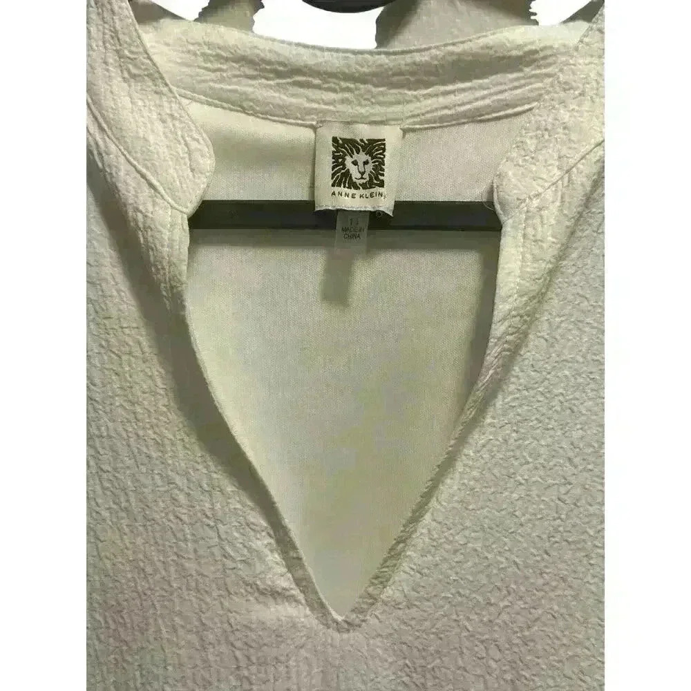 NWOT Anne Klein White Midi Short Sleeve Dress With Pockets Women's Size 14. - Picture 5 of 5